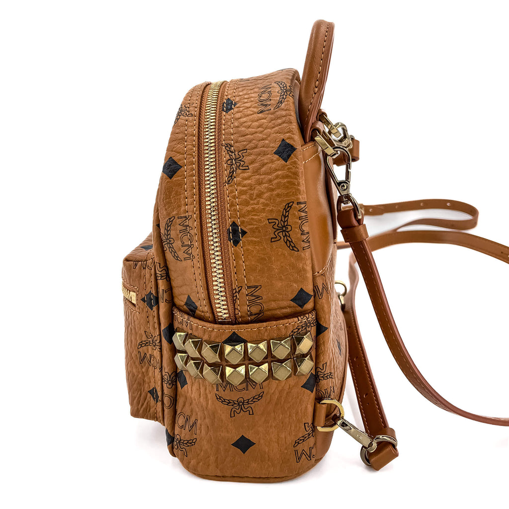 X-Mini Stark Bebe Boo Side Studs Leather Backpack Cognac
