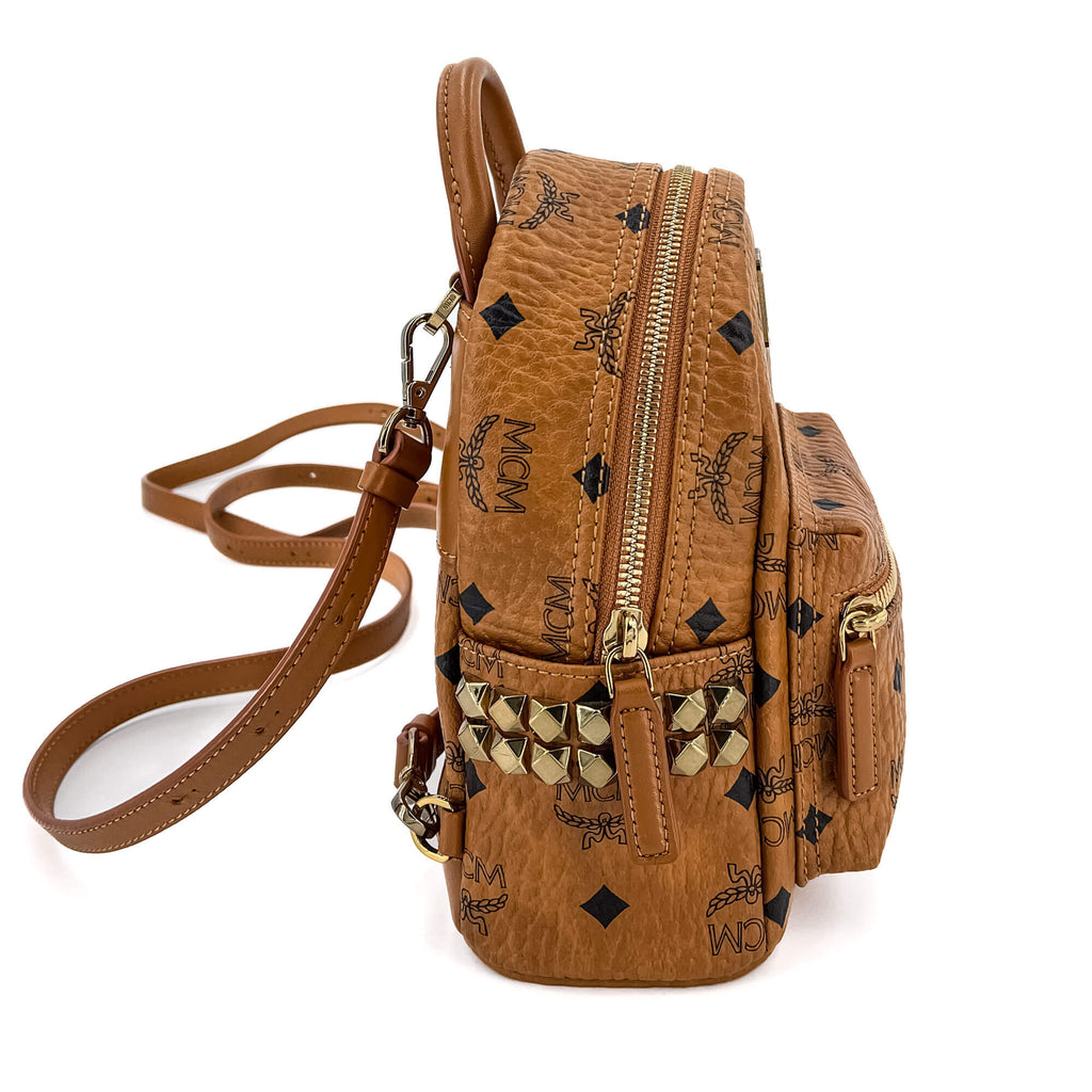 X-Mini Stark Bebe Boo Side Studs Leather Backpack Cognac