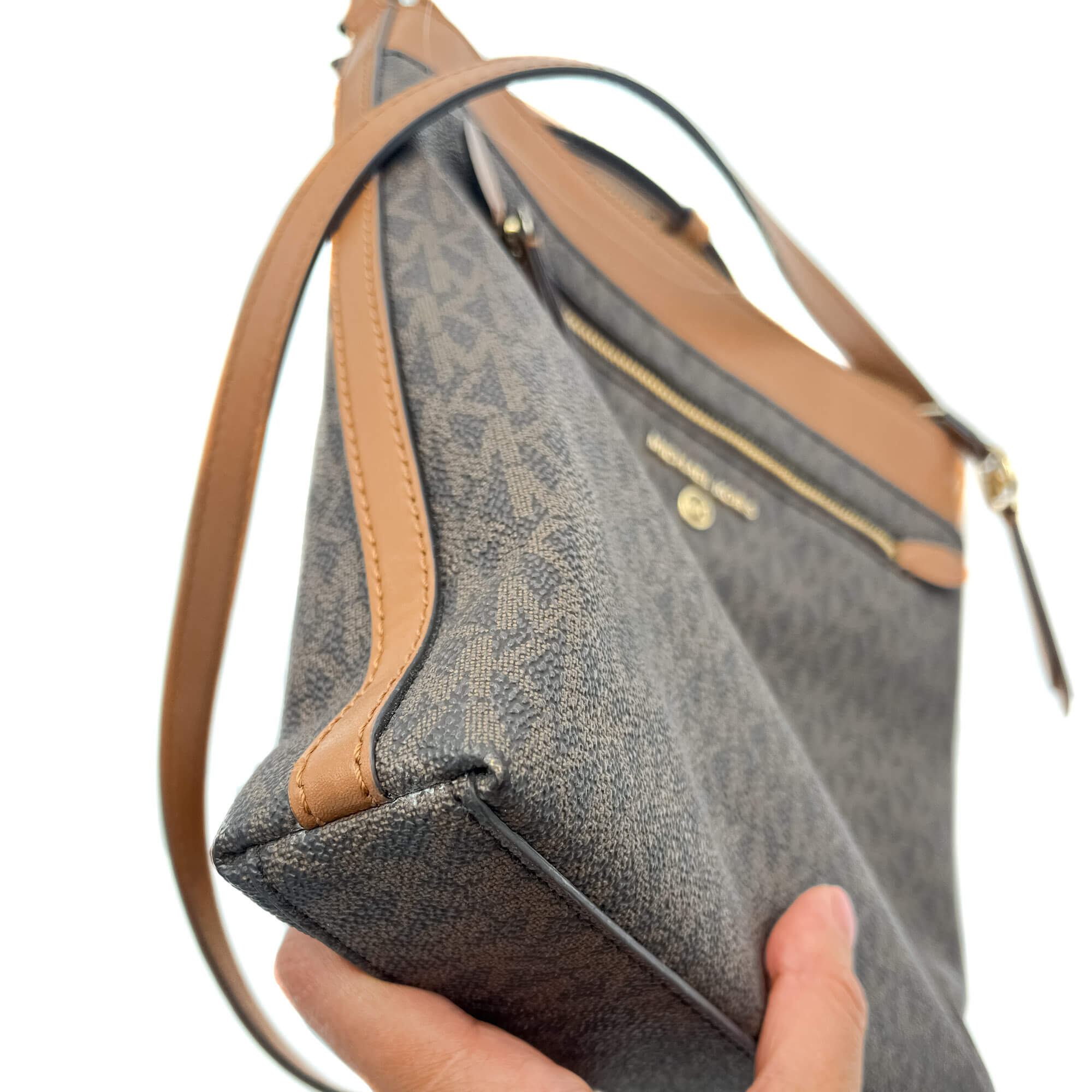 Jet Set Charm Brown Canvas Bag