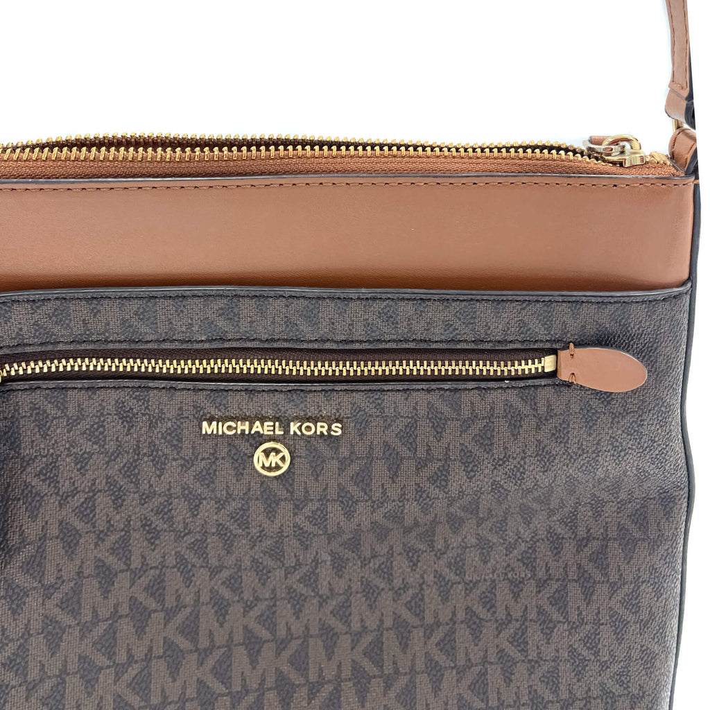 Jet Set Charm Brown Canvas Bag