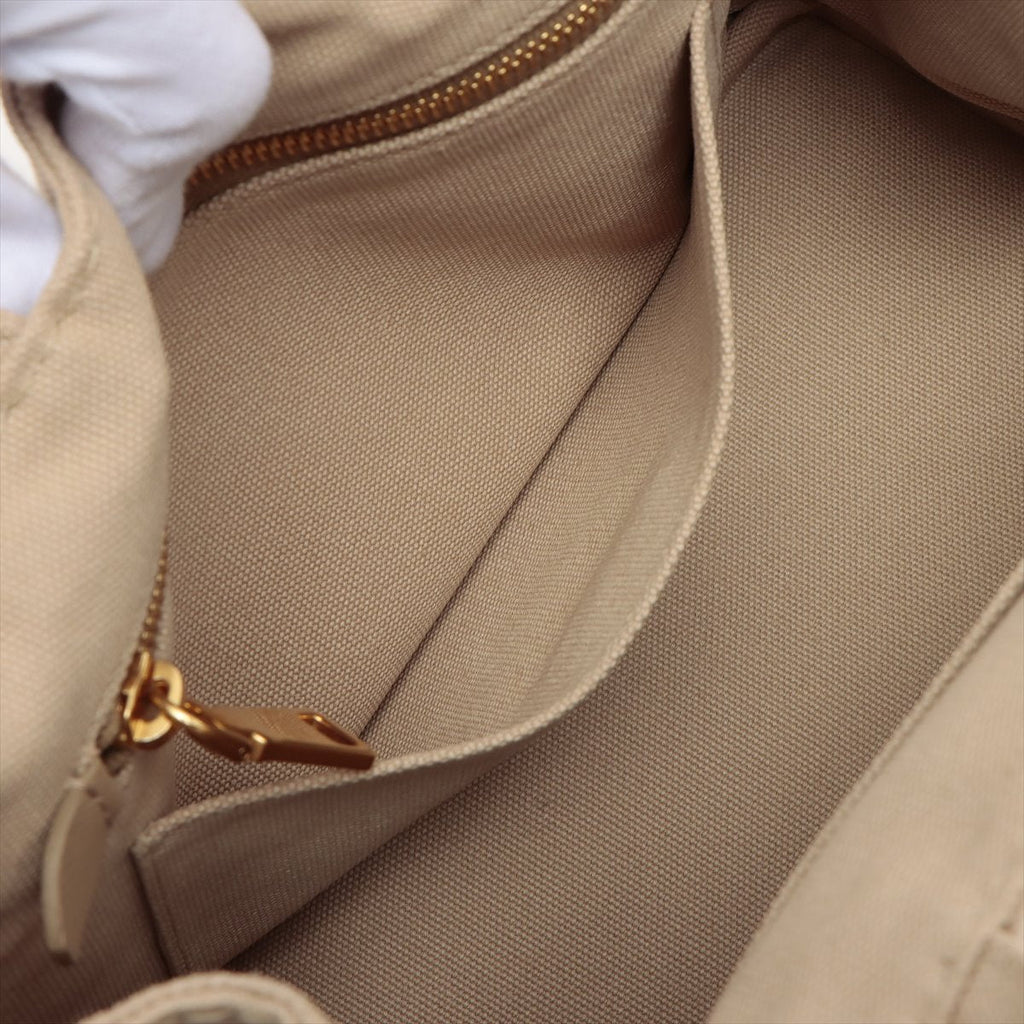 2-Way Canvas Tote Bag Beige
