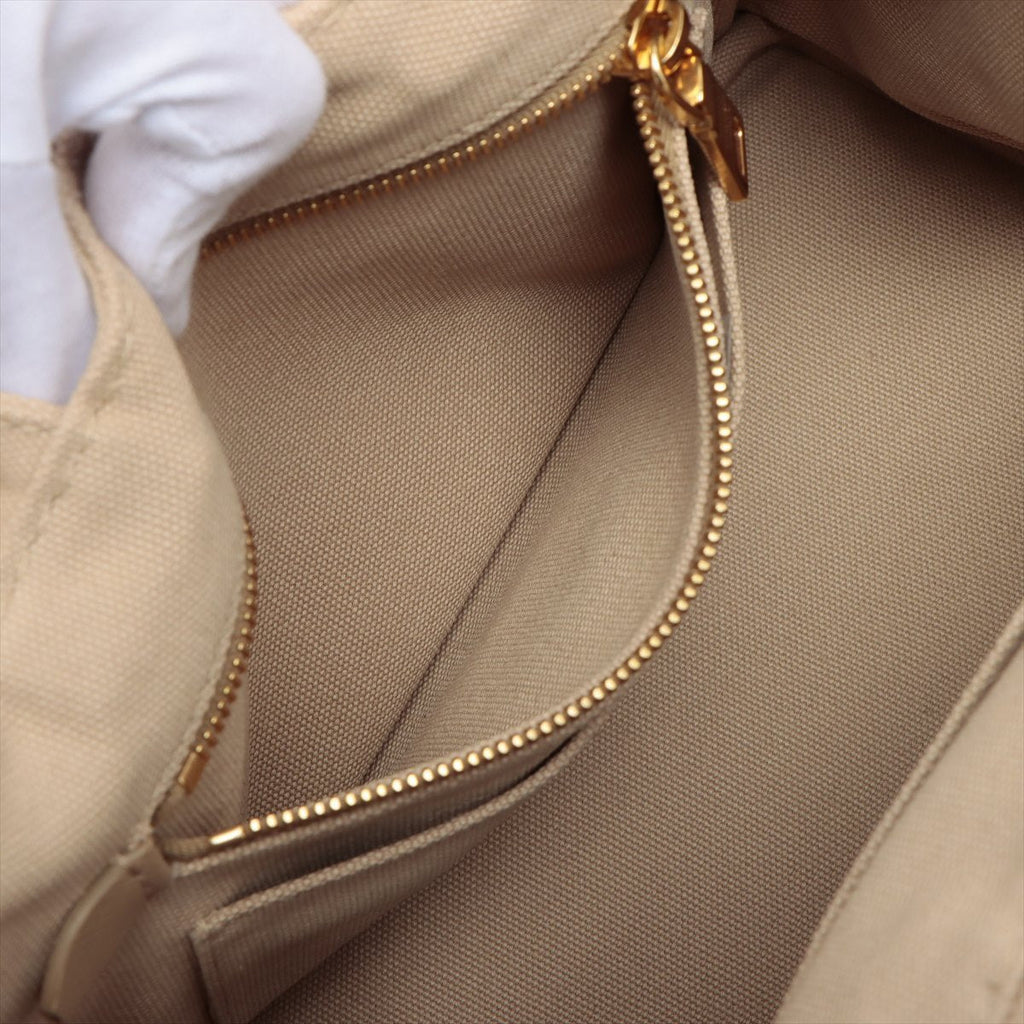 2-Way Canvas Tote Bag Beige