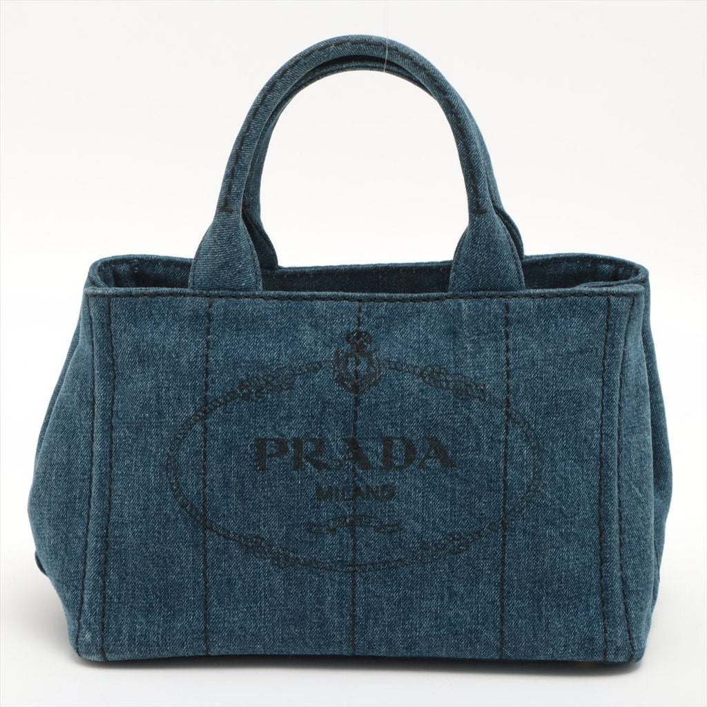 2-Way Denim Canvas Tote Bag Blue