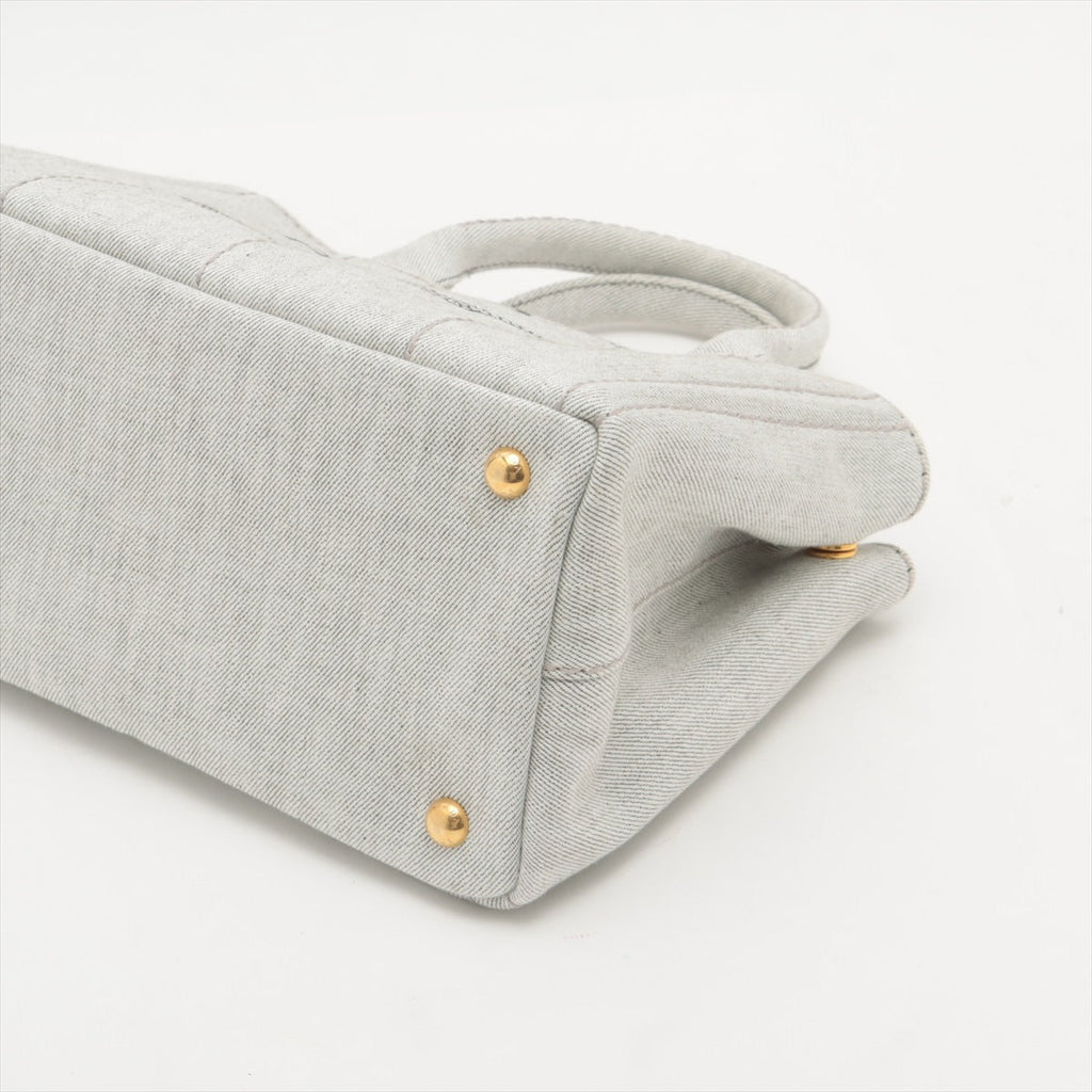 2-Way Denim Canvas Tote Bag Grey