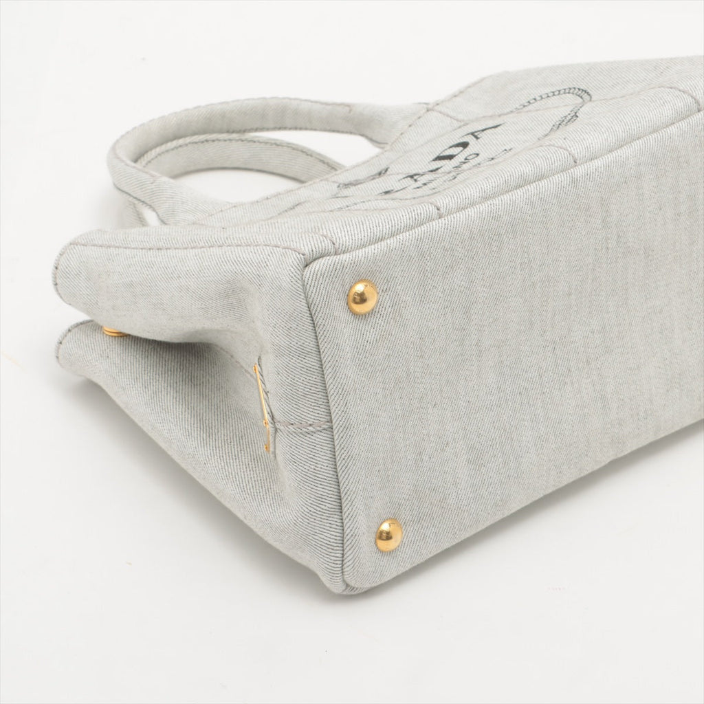 2-Way Denim Canvas Tote Bag Grey