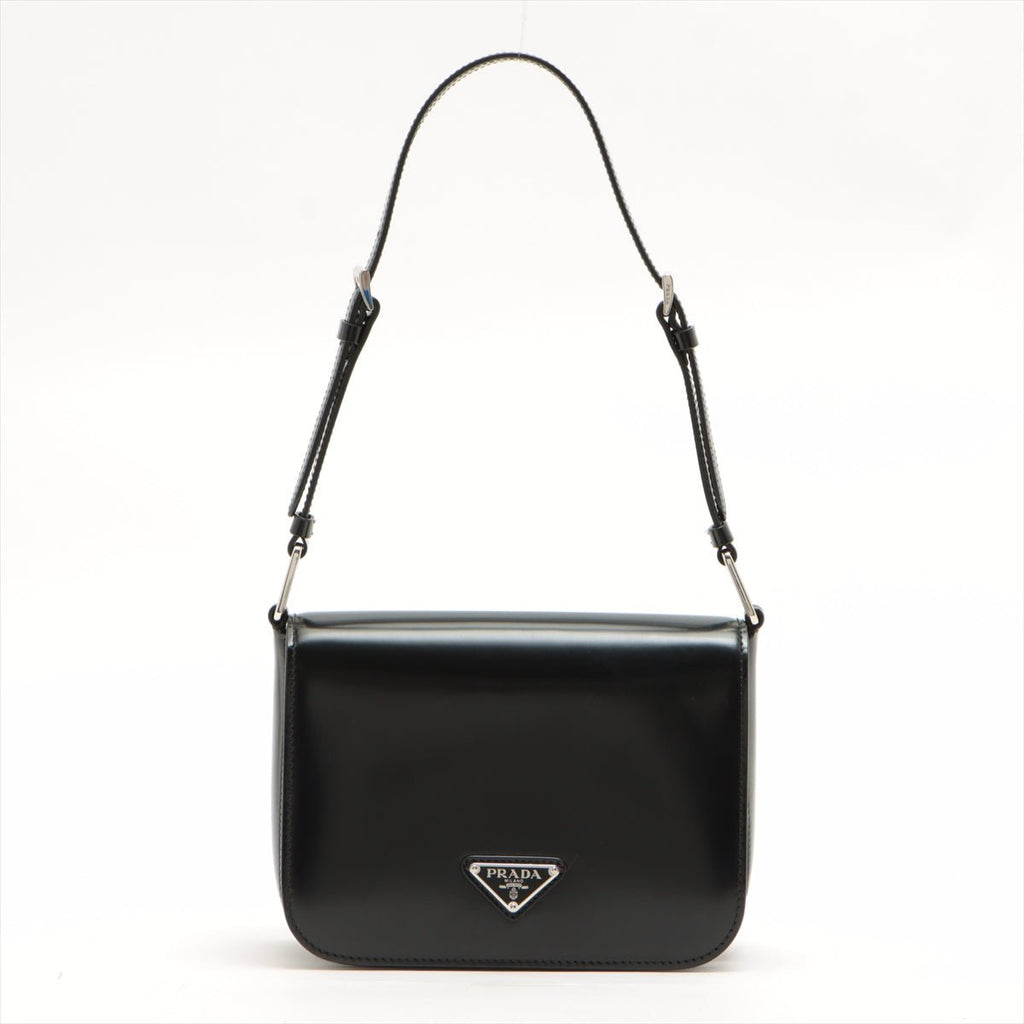 Brushed Leather Black Shoulder Bag