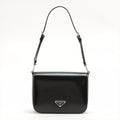 Brushed Leather Black Shoulder Bag