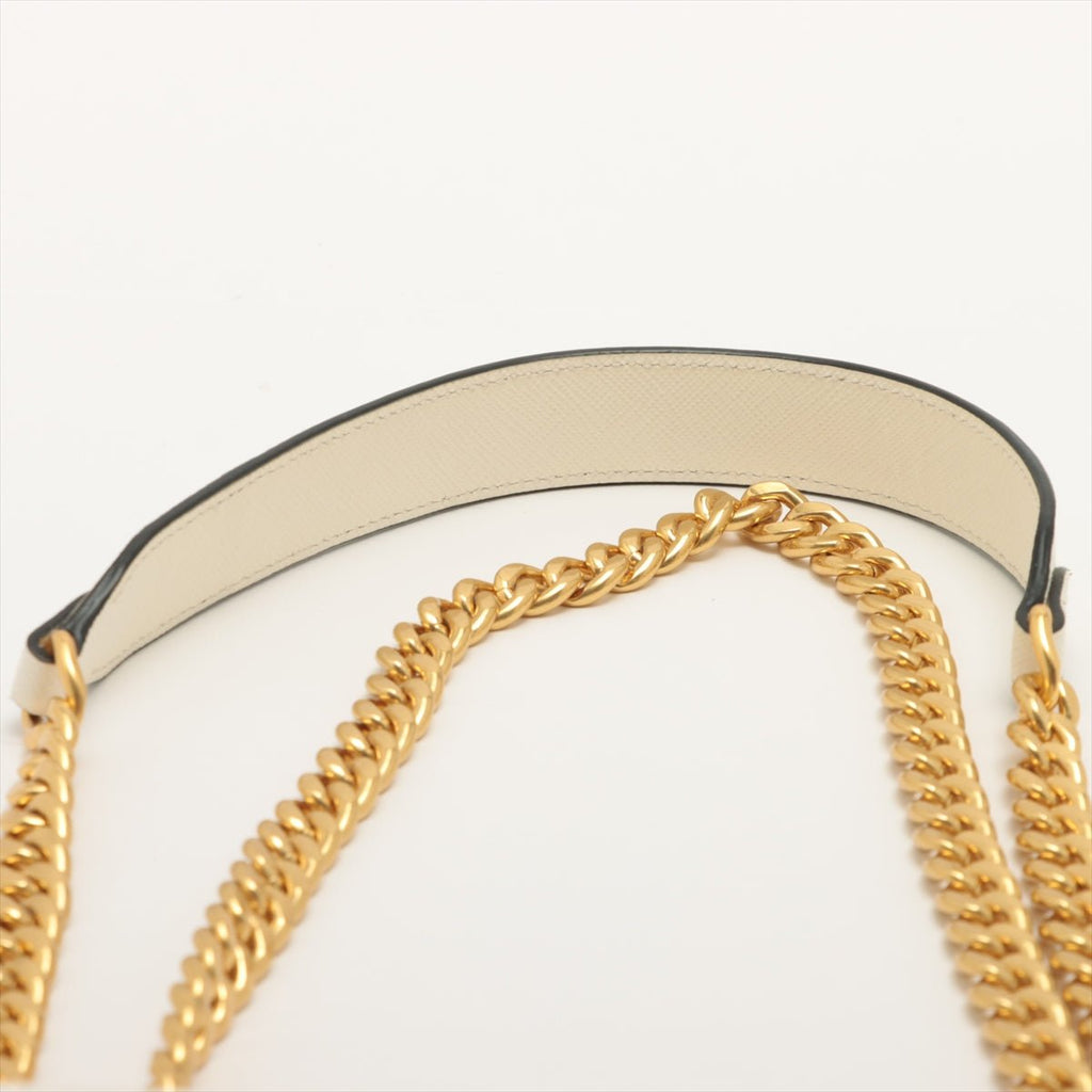 Chain Flap Small Saffiano Leather White Bag
