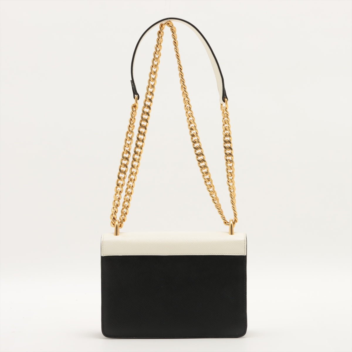 Chain Flap Small Saffiano Leather White Bag