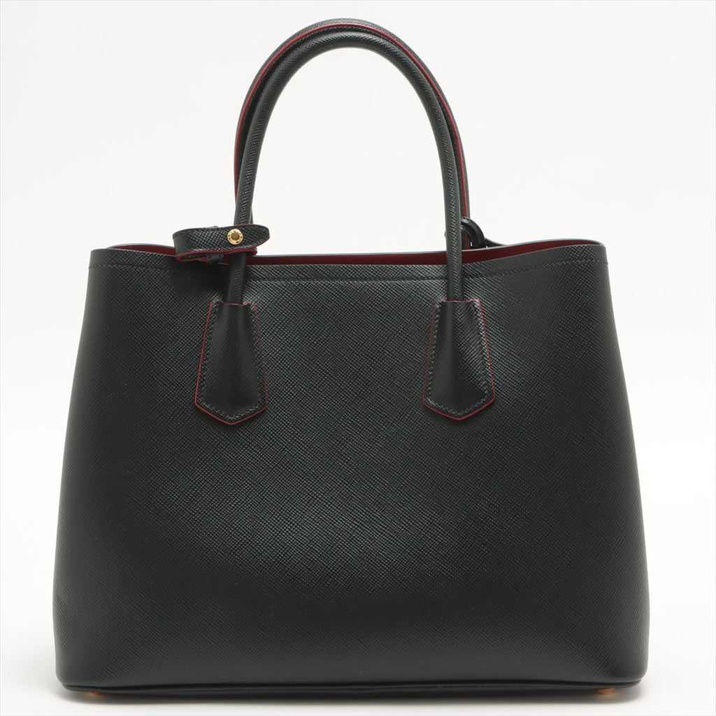 Double Medium Saffiano Leather Black Bag