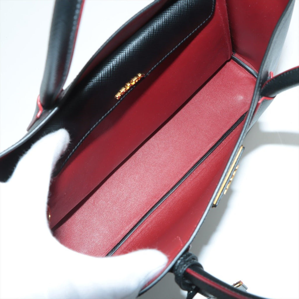 Double Medium Saffiano Leather Black Bag