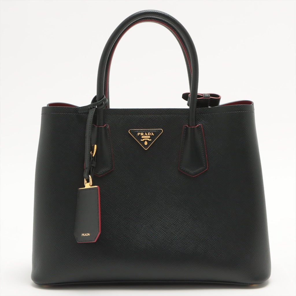 Double Medium Saffiano Leather Black Bag