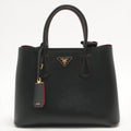 Double Medium Saffiano Leather Black Bag