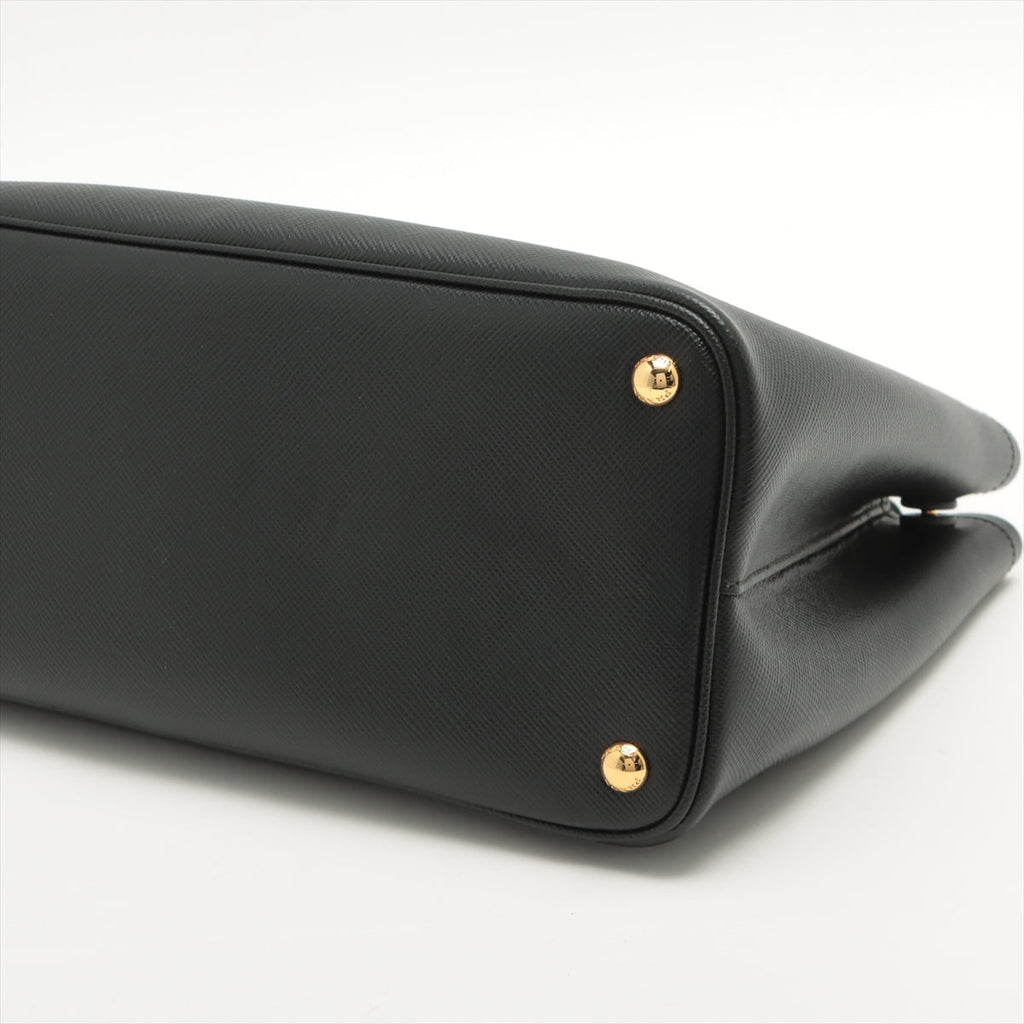 Double Medium Saffiano Leather Black Bag