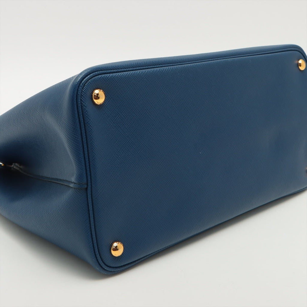 Double Medium Saffiano Leather Blue Bag