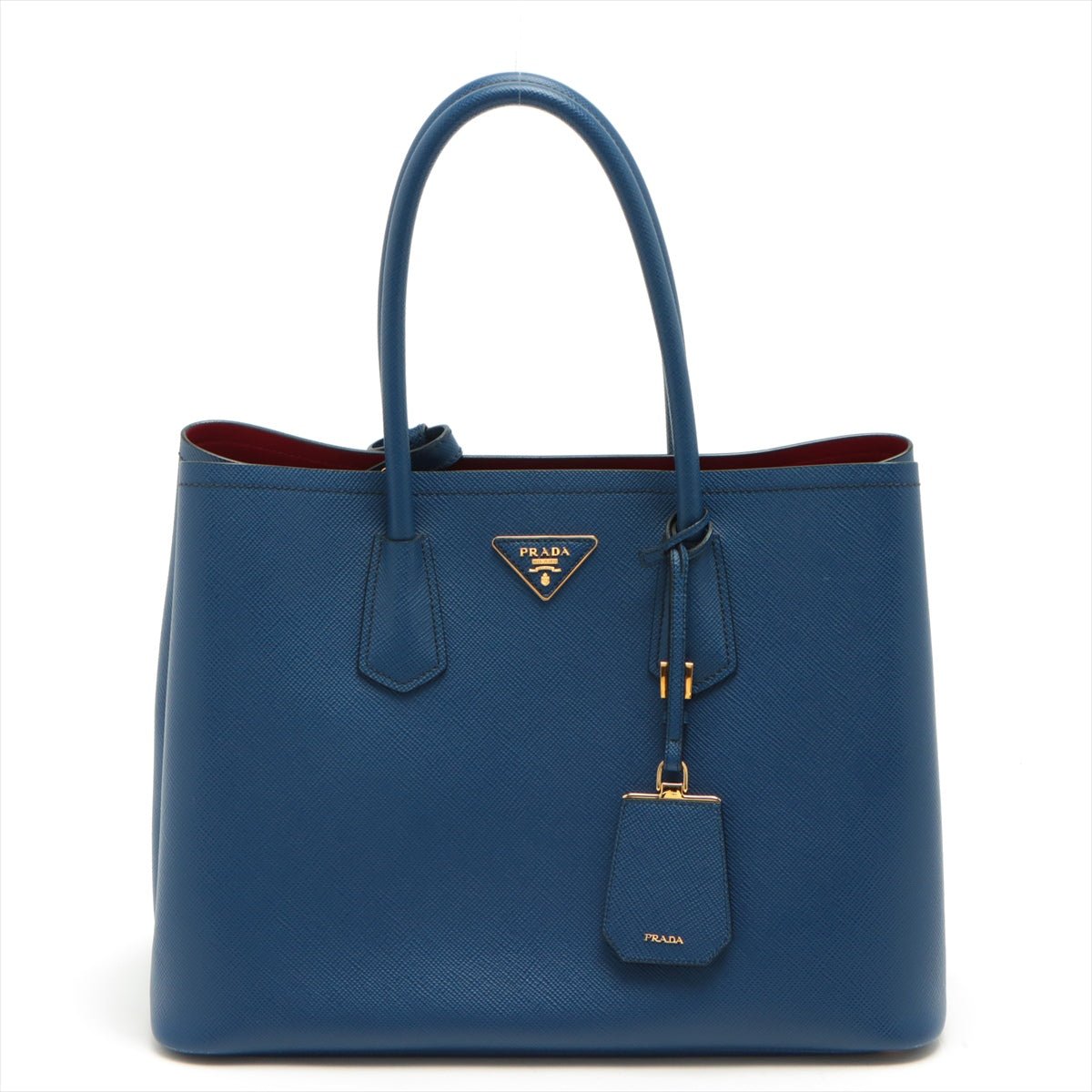 Double Medium Saffiano Leather Blue Bag