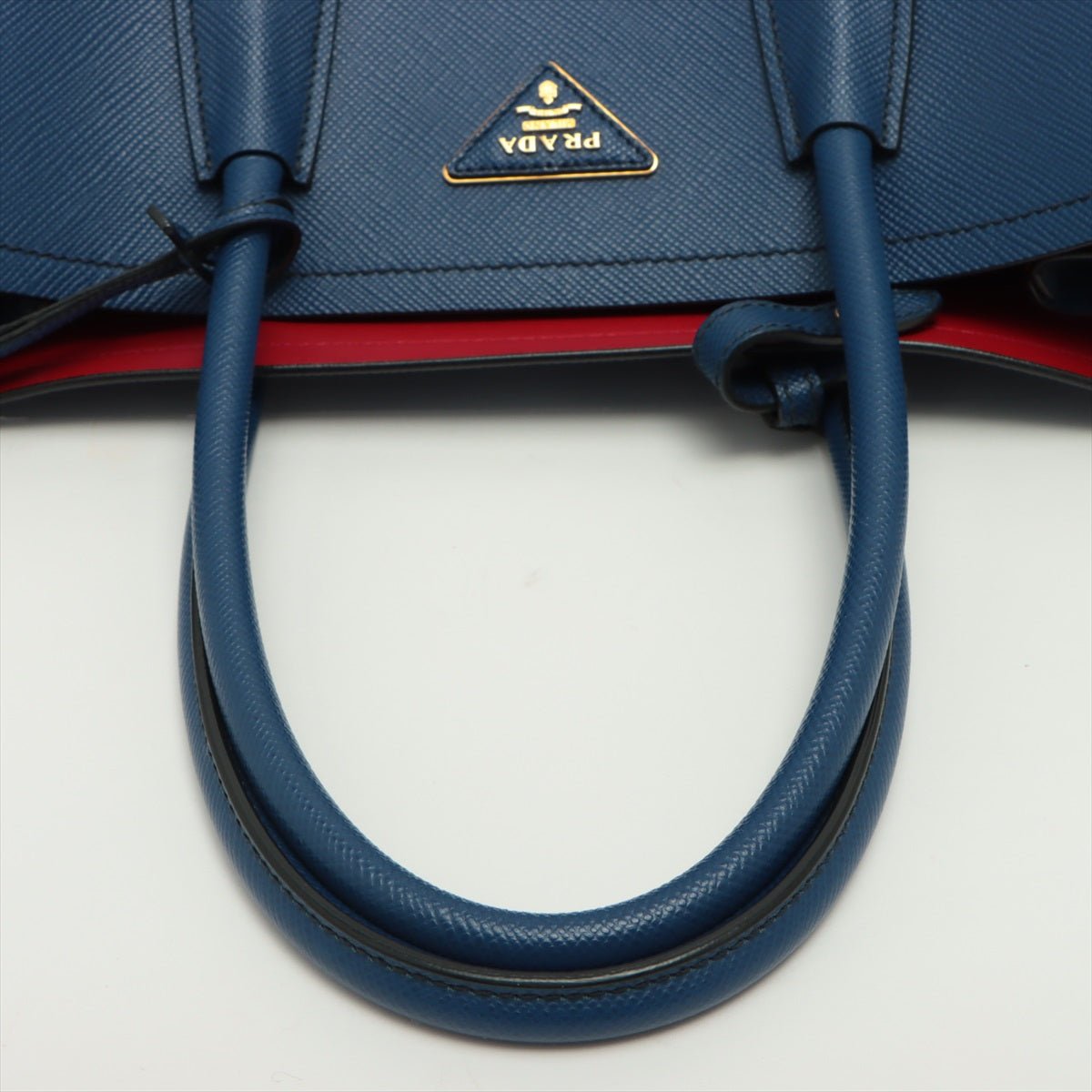 Double Medium Saffiano Leather Blue Bag