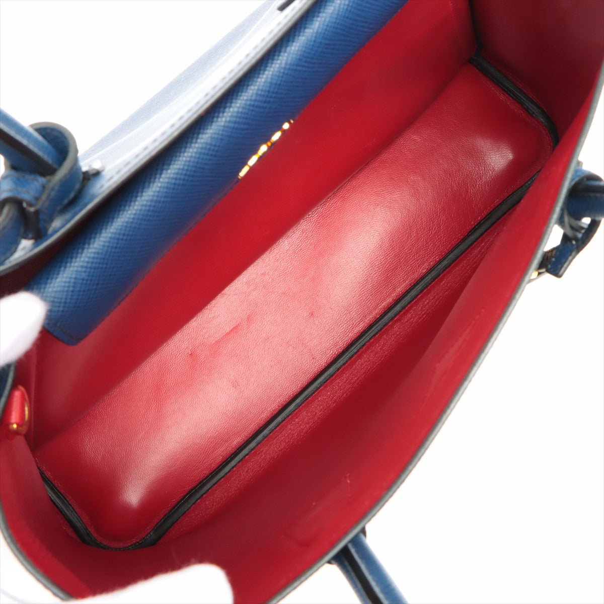 Double Medium Saffiano Leather Blue Bag
