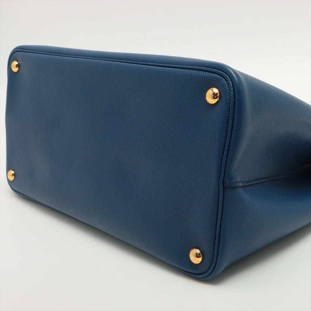 Double Medium Saffiano Leather Blue Bag
