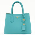 Double Saffiano Cuir Tuquoise 2-way