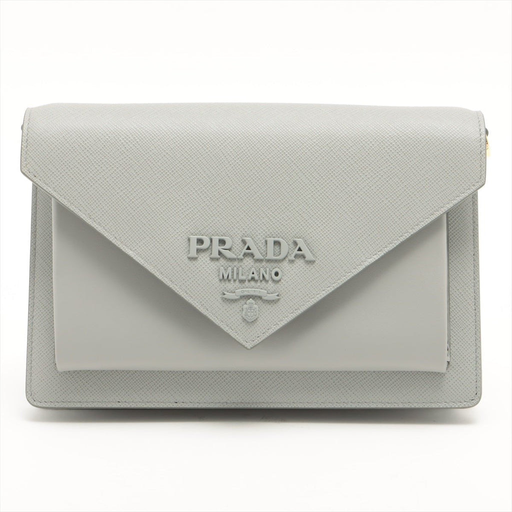 Envelope City Shoulder bag Grey Saffiano leather