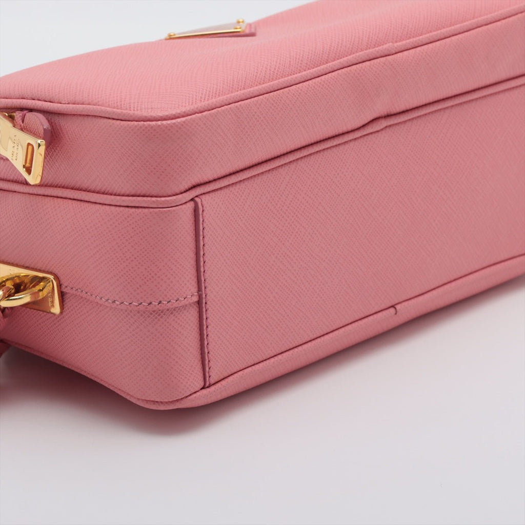 Front Pocket Crossboby in Pink Saffiano Leather