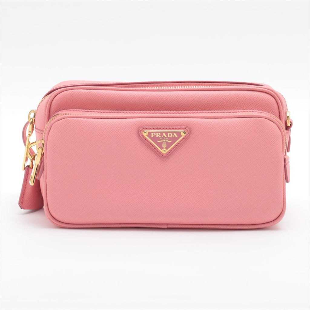 Front Pocket Crossboby in Pink Saffiano Leather