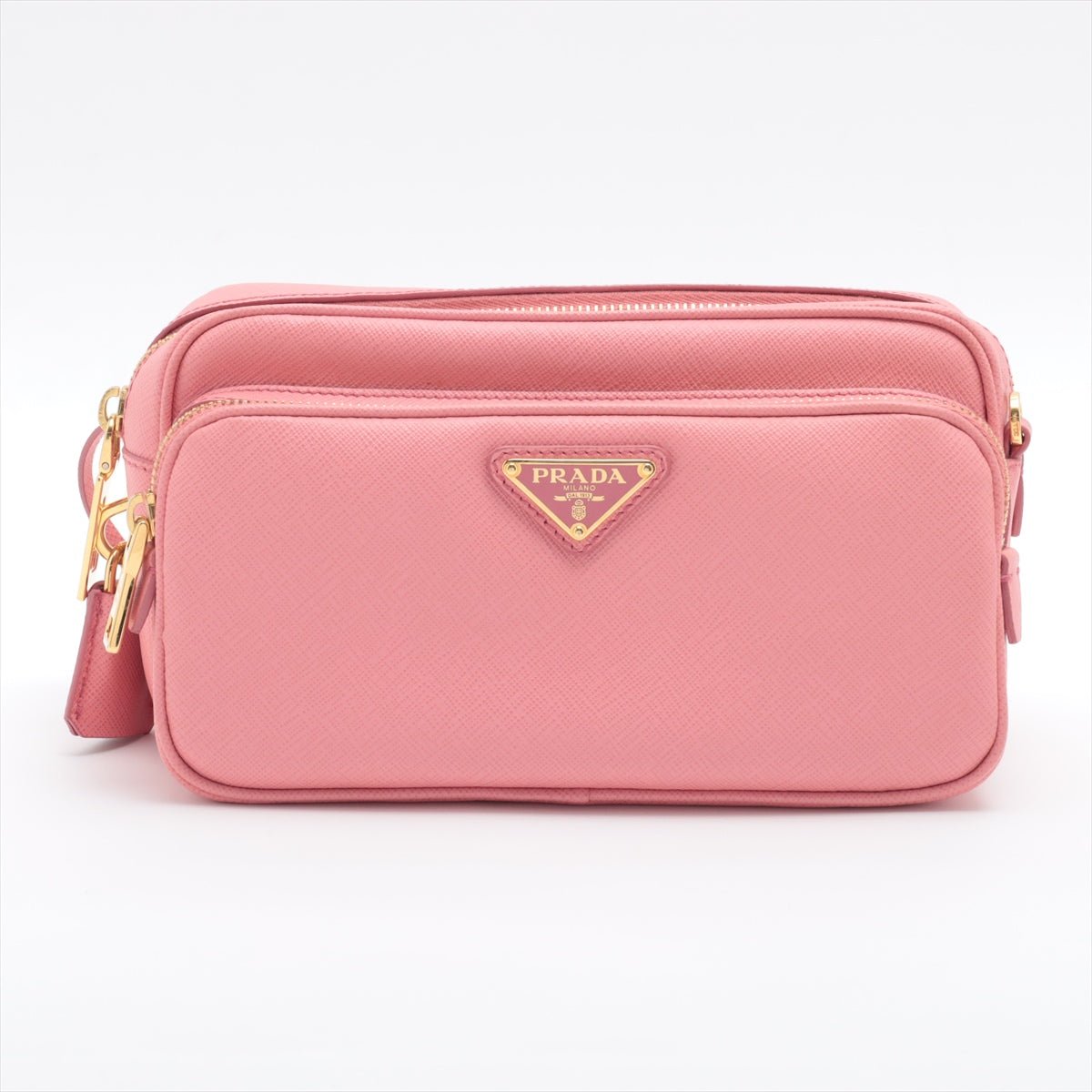 Front Pocket Crossboby in Pink Saffiano Leather