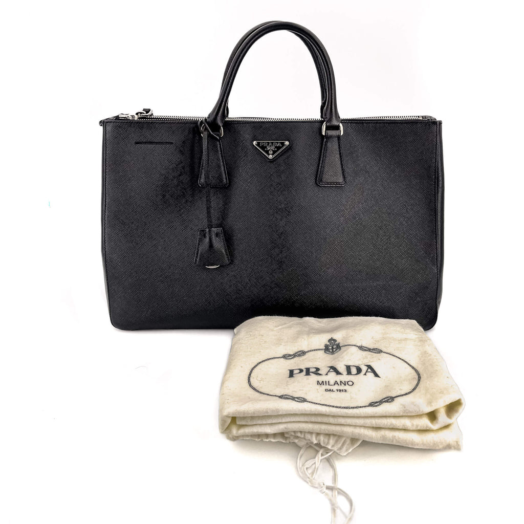 Galleria Large Leather Black Tote