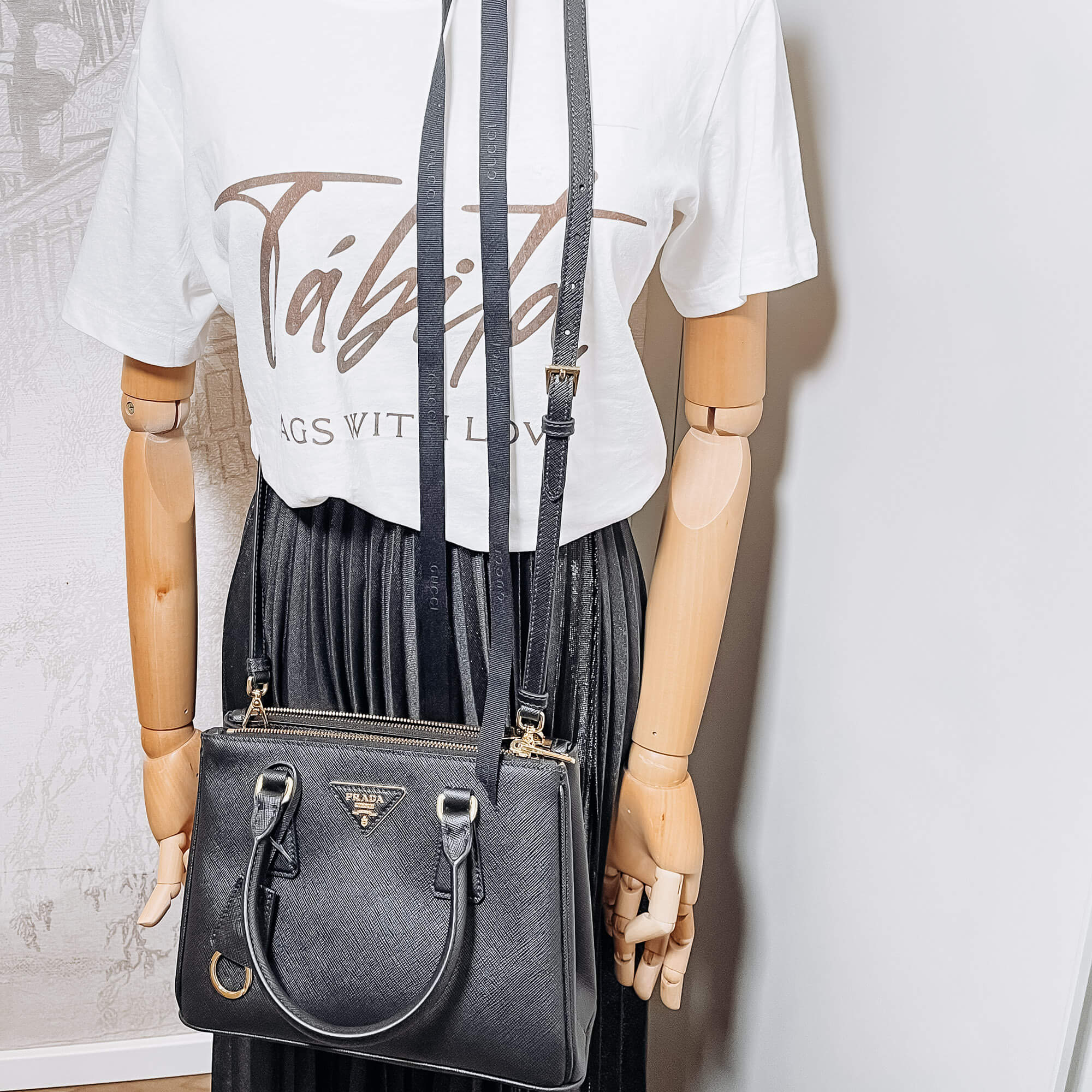 Galleria Small Saffiano Leather Black Bag