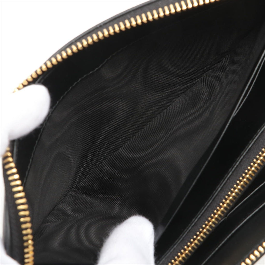 Large Leather Round-Zip-Wallet Black Saffiano Leather