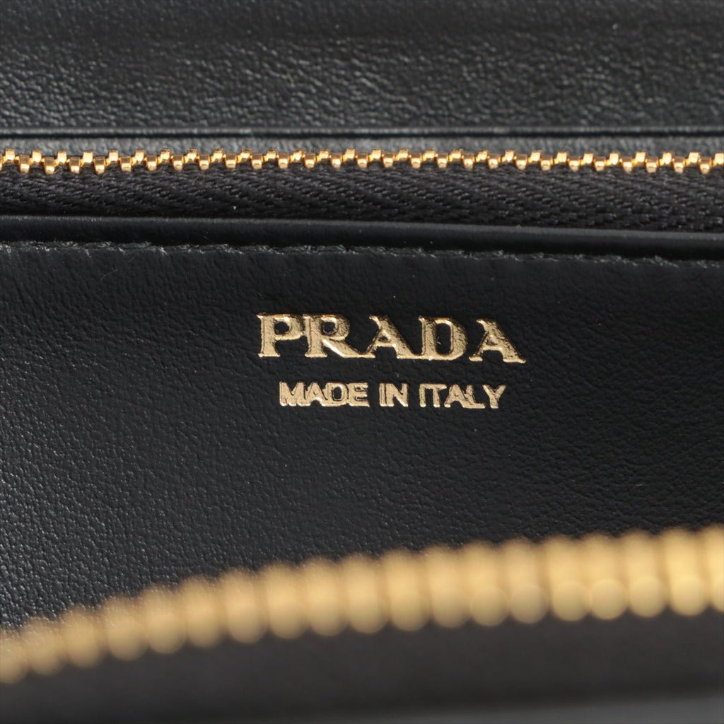Large Leather Round-Zip-Wallet Black Saffiano Leather