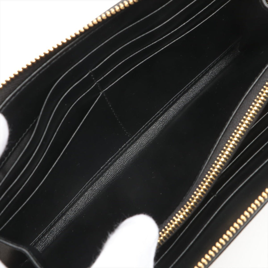 Large Leather Round-Zip-Wallet Black Saffiano Leather