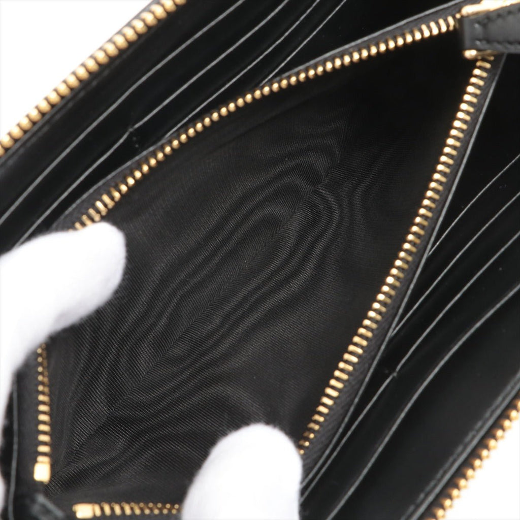Large Leather Round-Zip-Wallet Black Saffiano Leather