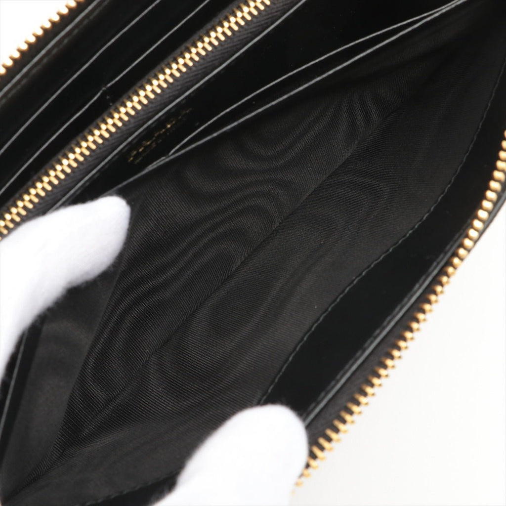 Large Leather Round-Zip-Wallet Black Saffiano Leather
