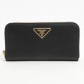 Large Leather Round-Zip-Wallet Black Saffiano Leather