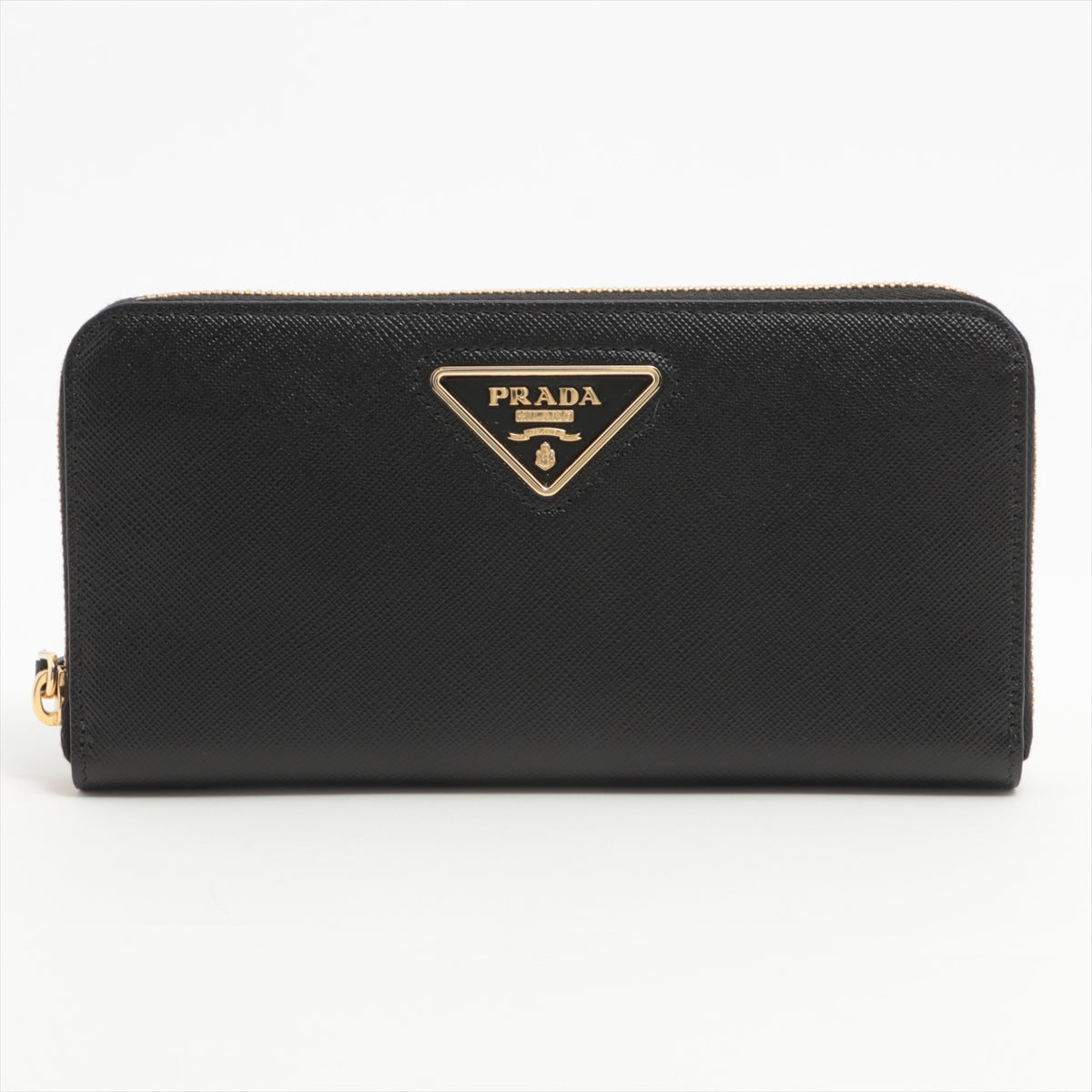 Large Leather Round-Zip-Wallet Black Saffiano Leather