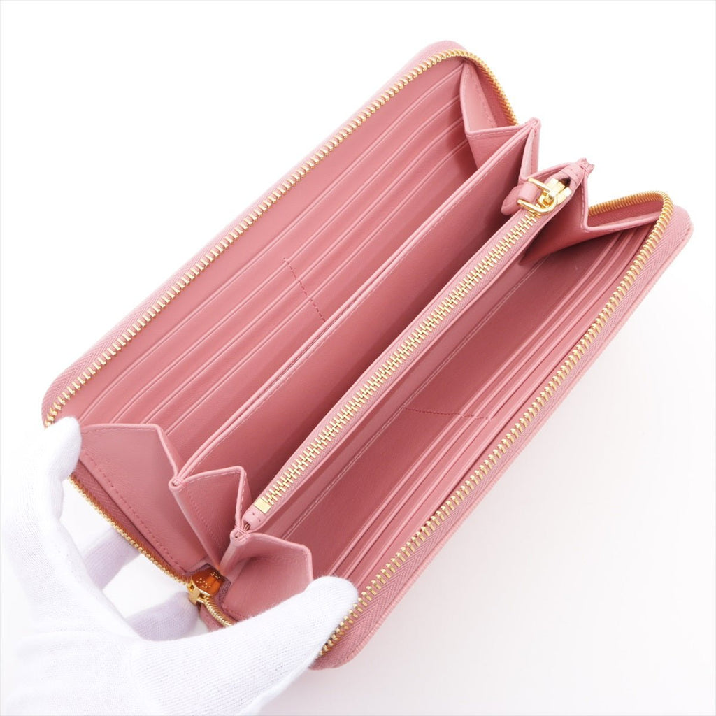 Large Pink leather Zip-around
