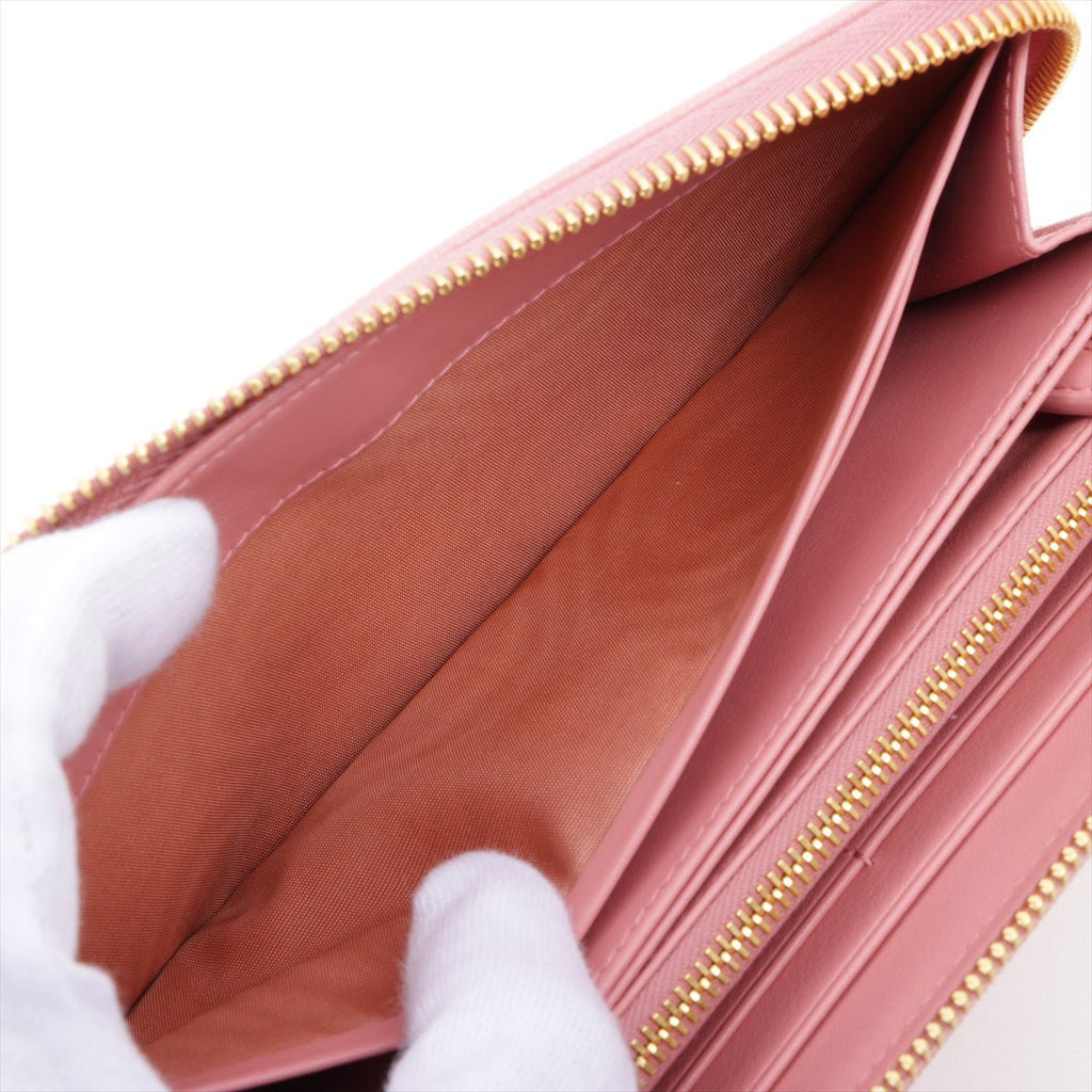 Large Pink leather Zip-around