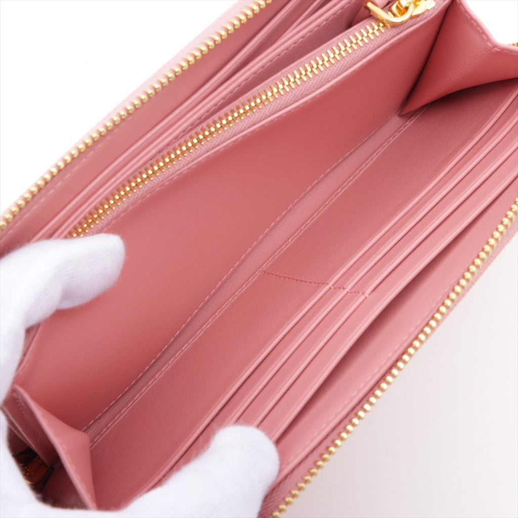 Large Pink leather Zip-around