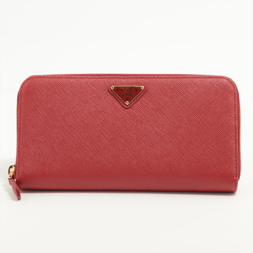 Large Saffiano Leather Round-Zip-Wallet Red