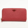 Large Saffiano Leather Round-Zip-Wallet Red