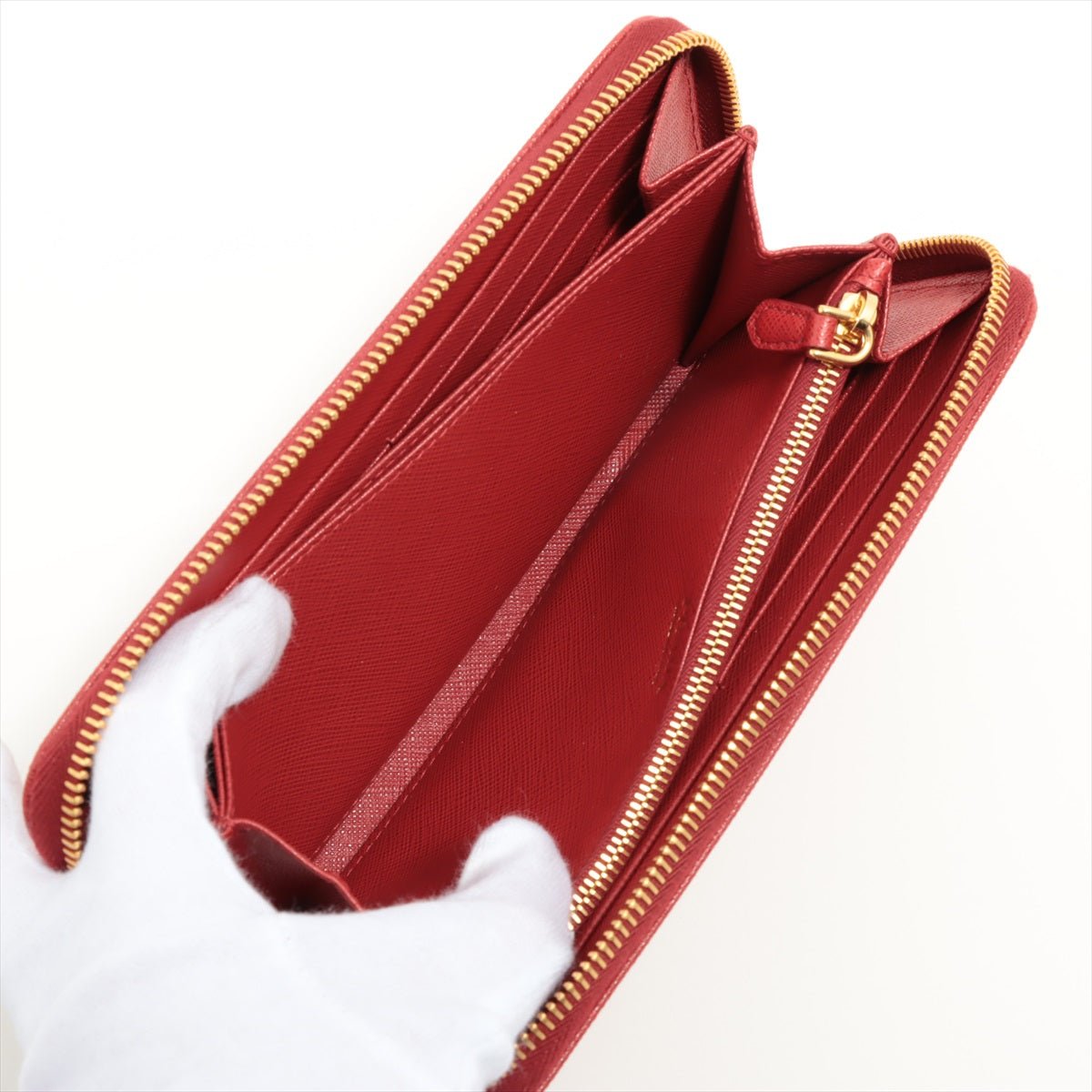 Large Saffiano Leather Round-Zip-Wallet Red