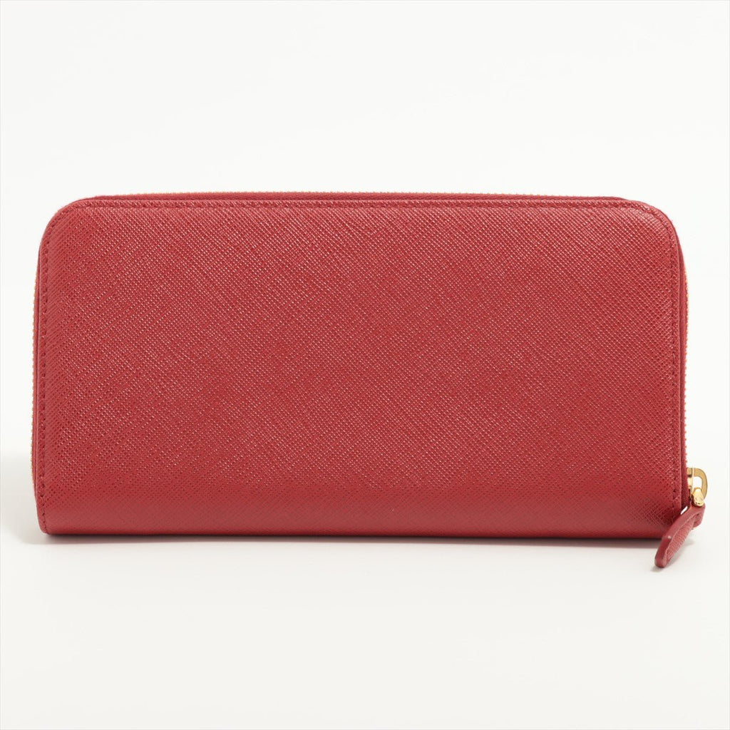 Large Saffiano Leather Round-Zip-Wallet Red