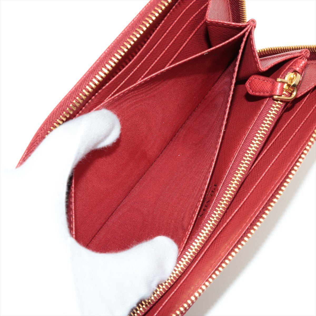 Large Saffiano Leather Round-Zip-Wallet Red