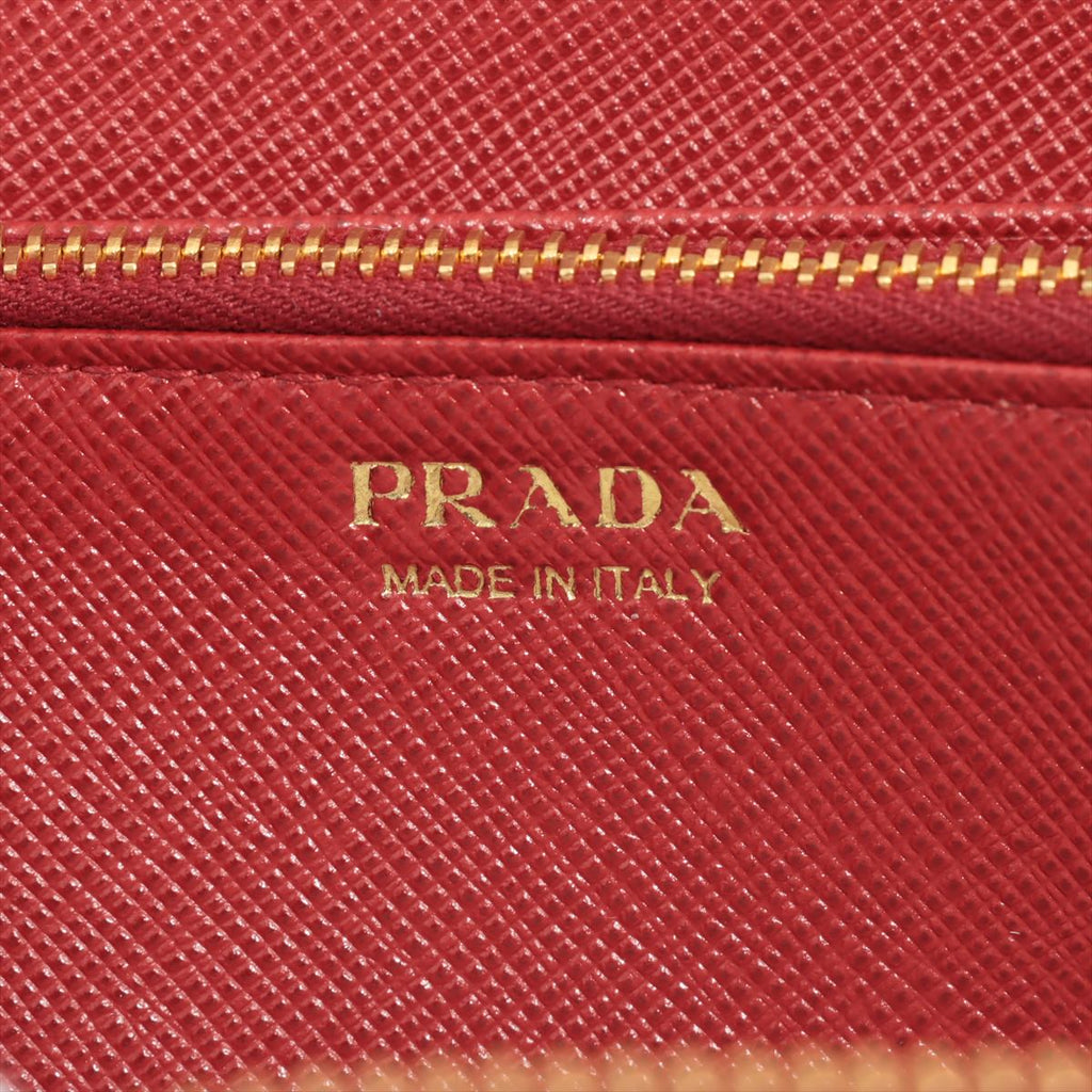 Large Saffiano Leather Round-Zip-Wallet Red