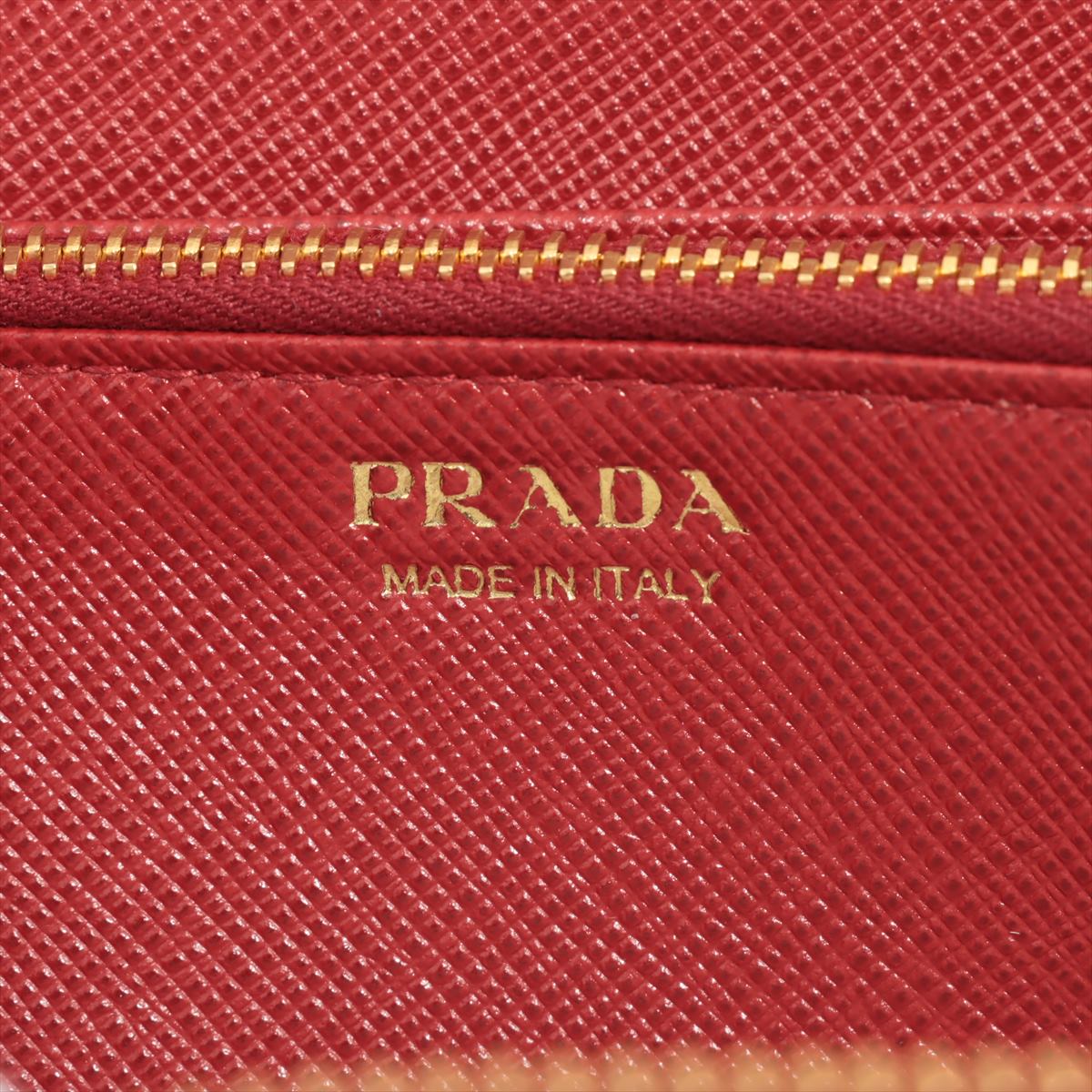 Large Saffiano Leather Round-Zip-Wallet Red