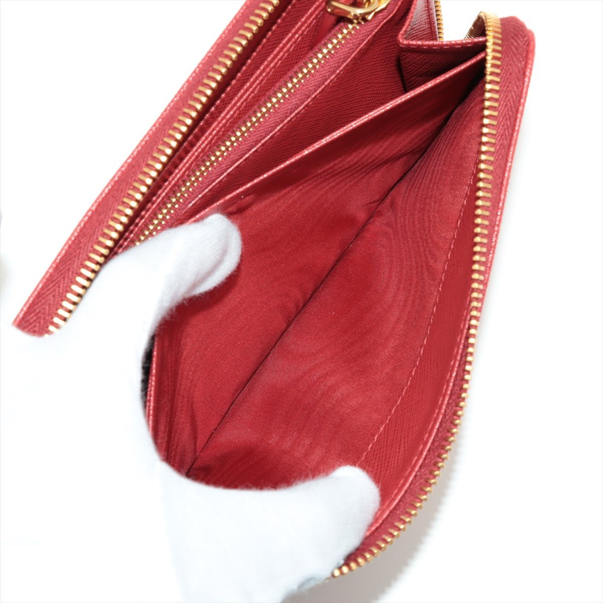 Large Saffiano Leather Round-Zip-Wallet Red