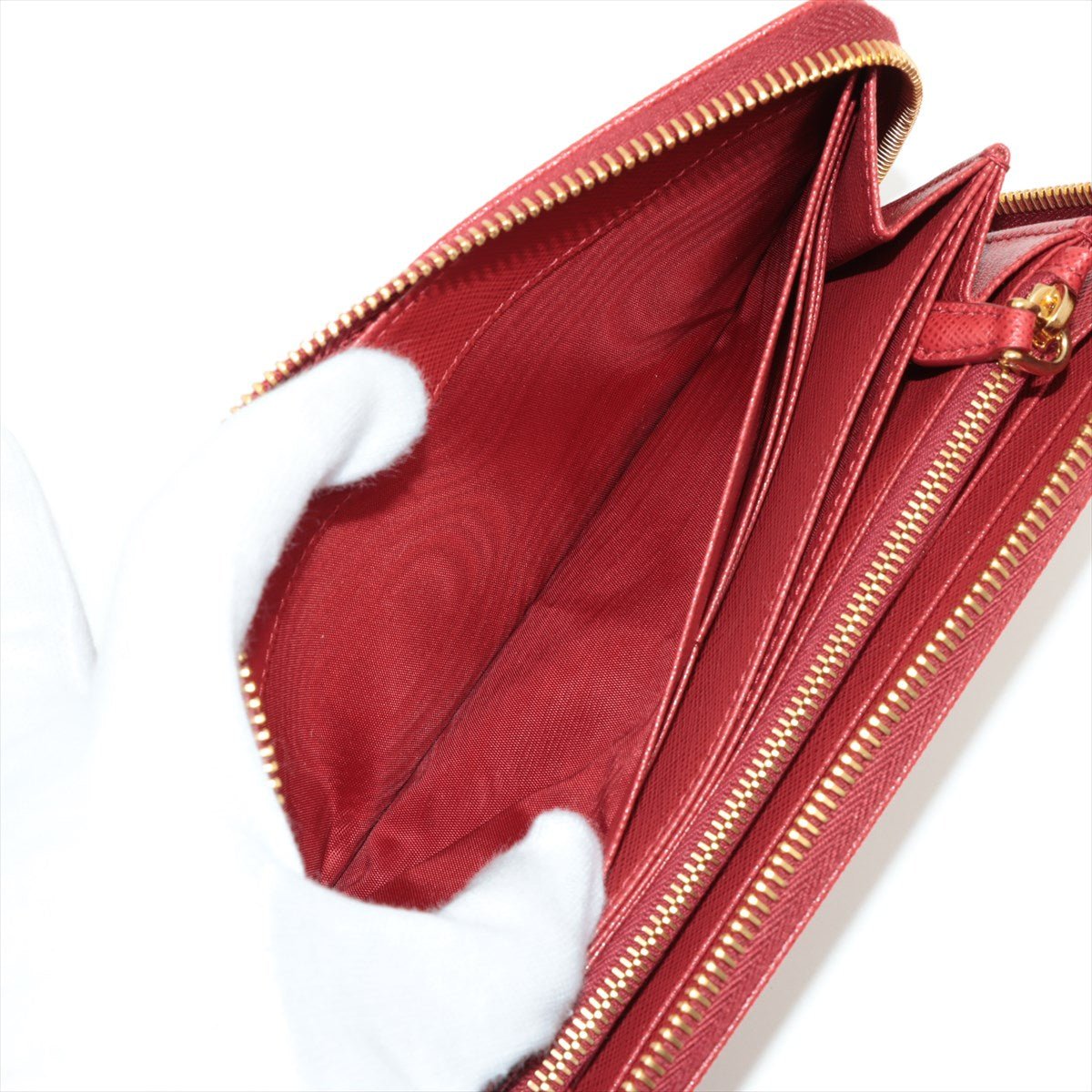 Large Saffiano Leather Round-Zip-Wallet Red