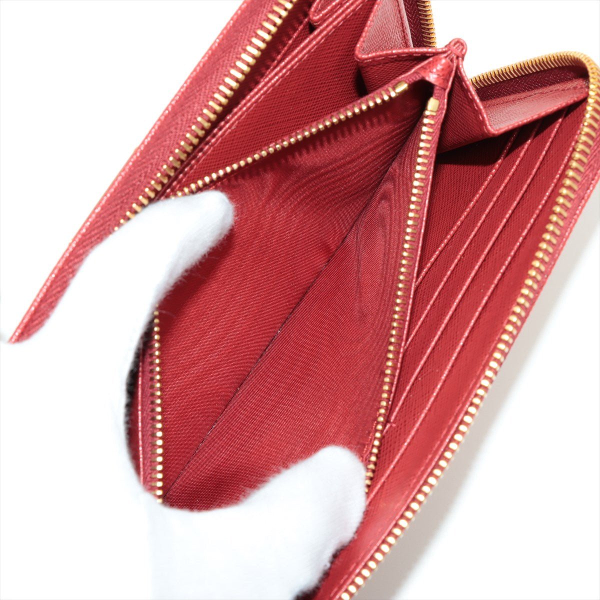 Large Saffiano Leather Round-Zip-Wallet Red